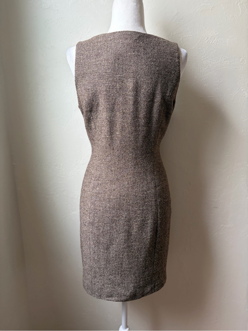 VTG 90s Ann Taylor Tweed Double Breasted Sheath Dress Size 8 USA Wool Blend - Picture 8 of 10